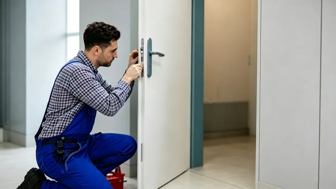 Professional locksmith using key cutting and pinning tools